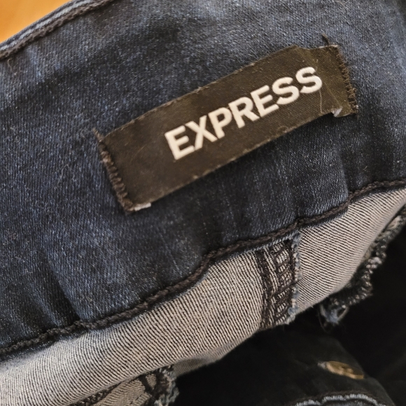 Express High Waisted Denim Perfect Wide Waistband Jean Leggings, Size 14 - Picture 5 of 9